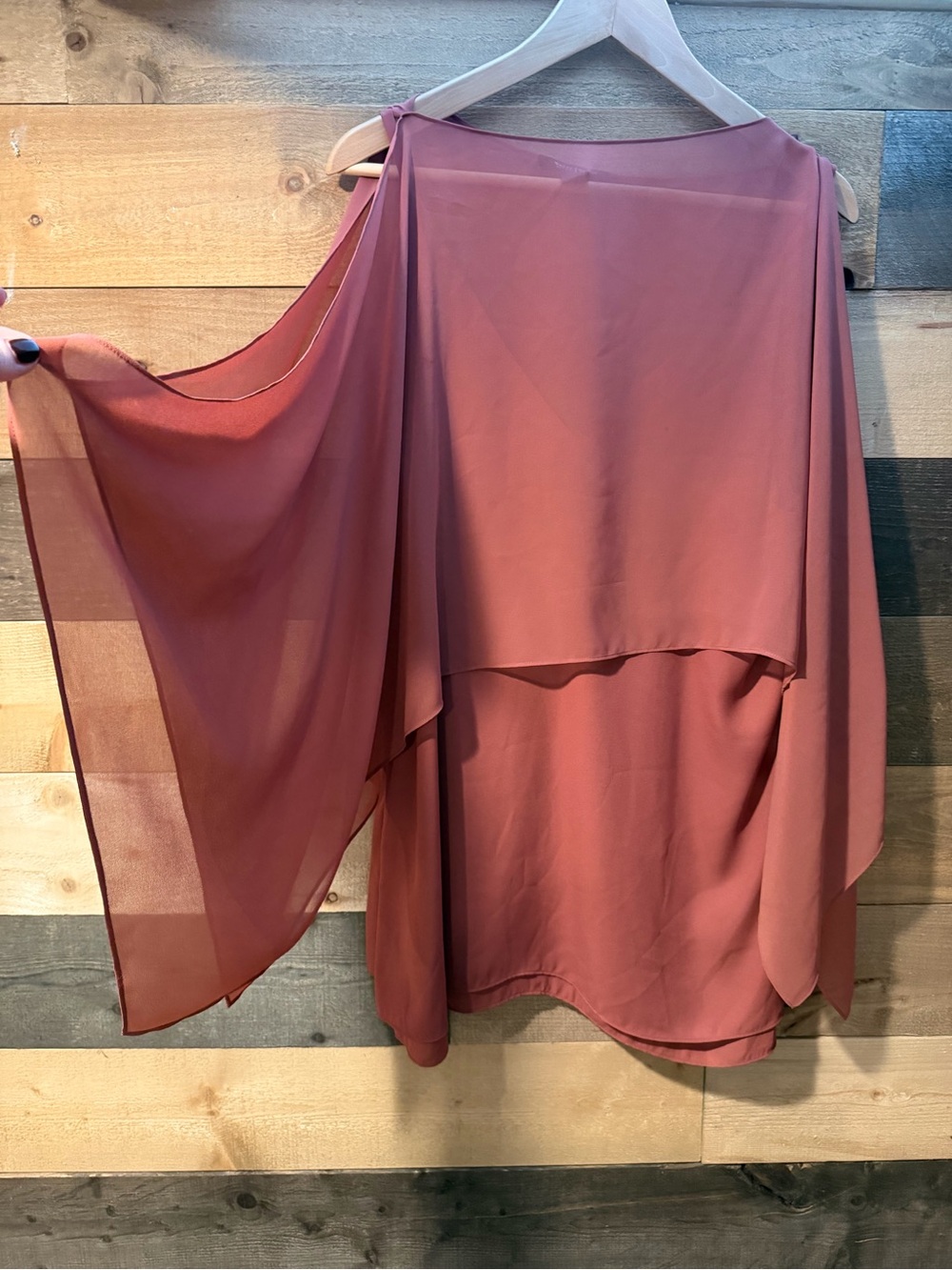 Womens Dusty Rose Layered Chiffon Shirt